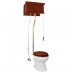 Mahogany High Tank Pull Chain Toilet With White Elongated Toilet Bowl And Brass Pipe - B00PUHFW9W